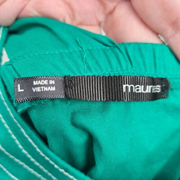 Maurices Kelly Green Knee Length White Stitching Cotton Dress Size Large - Picture 9 of 11